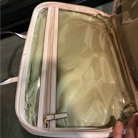 kate spade Blush Pink Cosmetic Case with Gold Glitter Polka Dots - Picture 4 of 4